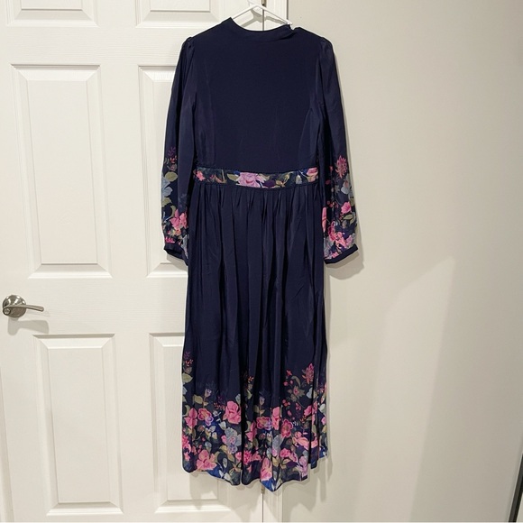 NWT Johnny Was Navy Floral Valeria Silk Maxi Dress Size Small - Picture 5 of 14